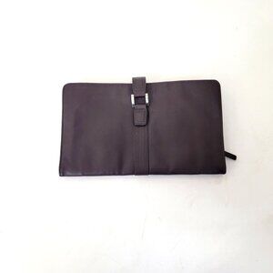 Red Envelope Brown Leather Travel Jewelry Organizer With Multiple Zippered Pocke